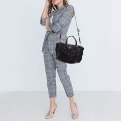 Pre Owned Prada Black Suede Twin Pocket Tote