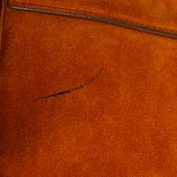 Pre Owned Prada Orange Suede Lock Flap Chain Shoulder Bag