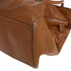 Pre Owned Prada Brown Leather Easy Foldover Pushlock Satchel