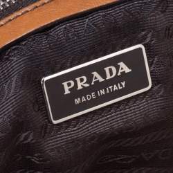 Pre Owned Prada Brown Leather Easy Foldover Pushlock Satchel