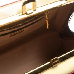 Pre Owned Prada Black/Yellow Saffiano Vernice Leather Pyramid Frame Satchel