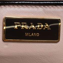 Pre Owned Prada Black/Yellow Saffiano Vernice Leather Pyramid Frame Satchel