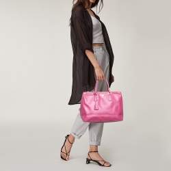 Pre Owned Prada Pink Saffiano Lux Leather Large Galleria Tote