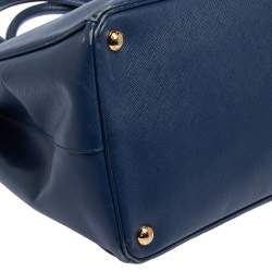 Pre Owned Prada Blue Saffiano Lux Leather Large Gardener's Tote