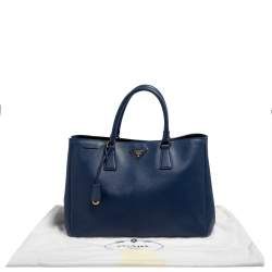 Pre Owned Prada Blue Saffiano Lux Leather Large Gardener's Tote