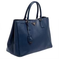 Pre Owned Prada Blue Saffiano Lux Leather Large Gardener's Tote