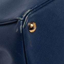 Pre Owned Prada Blue Saffiano Lux Leather Large Gardener's Tote