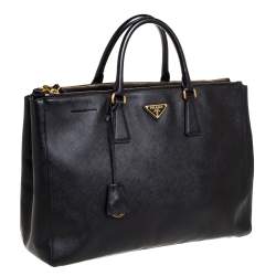 Pre Owned Prada Black Saffiano Lux Leather Large Galleria Tote