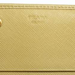 Pre Owned Prada Yellow Saffiano Fiocco Leather Bow Continental Wallet