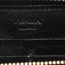 مملوكة مسبقًا محفظة برادا جلد سافيانو لوكس أسود بسحاب محيط