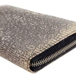 Pre Owned Prada Beige Lizard Zip Around Wallet