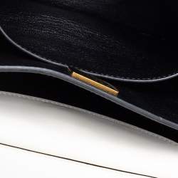 Pre Owned Prada Black/White Leather Cahier Flap Shoulder Bag