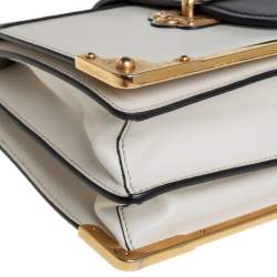 Pre Owned Prada Black/White Leather Cahier Flap Shoulder Bag