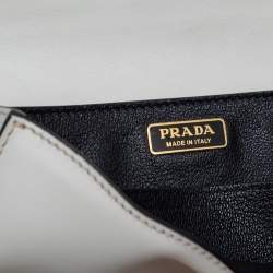 Pre Owned Prada Black/White Leather Cahier Flap Shoulder Bag