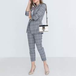 Pre Owned Prada Black/White Leather Cahier Flap Shoulder Bag