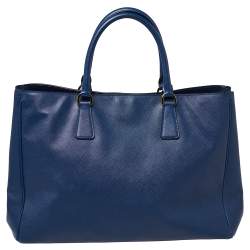 Pre Owned Prada Blue Saffiano Lux Leather Large Gardener's Tote