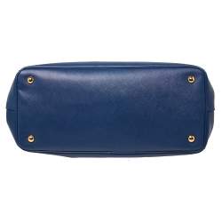 Pre Owned Prada Blue Saffiano Lux Leather Large Gardener's Tote