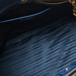 Pre Owned Prada Blue Saffiano Lux Leather Large Gardener's Tote
