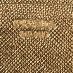 Pre Owned Prada Metallic Gold Saffiano Leather Flap Continental Wallet