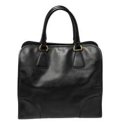 Pre Owned Prada Black Saffiano Lux Leather Tote