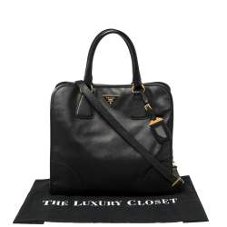 Pre Owned Prada Black Saffiano Lux Leather Tote