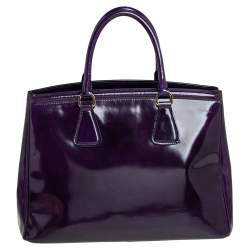 Pre Owned Prada Purple Patent Leather Parabole Tote