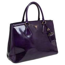 Pre Owned Prada Purple Patent Leather Parabole Tote