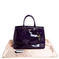 Pre Owned Prada Purple Patent Leather Parabole Tote