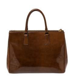 Pre Owned Prada Brown Spazzolato Leather Large Galleria Tote
