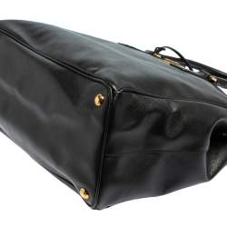 Pre Owned Prada Black Saffiano Lux Leather Medium Double Zip Tote