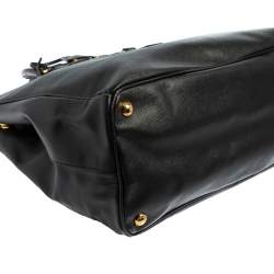 Pre Owned Prada Black Saffiano Lux Leather Medium Double Zip Tote