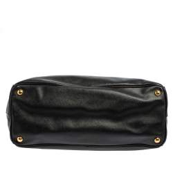 Pre Owned Prada Black Saffiano Lux Leather Medium Double Zip Tote
