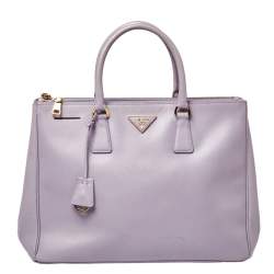 Pre Owned Prada Lavender Saffiano Lux Leather Large Galleria Tote