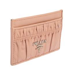 مملوكة مسبقًا Prada Pink Nappa Gaufre Leather Card Holder