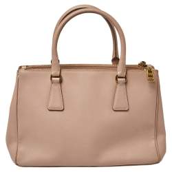 Pre Owned Prada Beige Saffiano Lux Leather Small Galleria Tote