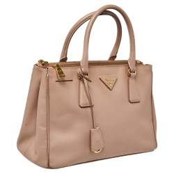 Pre Owned Prada Beige Saffiano Lux Leather Small Galleria Tote
