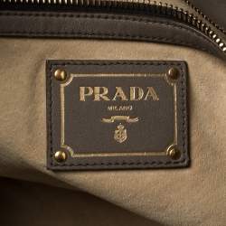 Pre Owned Prada Grey Leather Shopper Tote