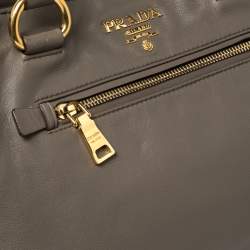 Pre Owned Prada Grey Leather Shopper Tote