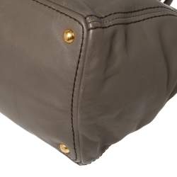 Pre Owned Prada Grey Leather Shopper Tote