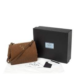 Pre Owned Prada Brown Ostrich Frame Shoulder Bag