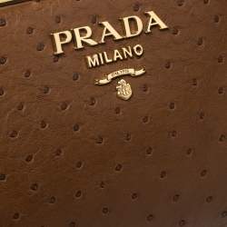 Pre Owned Prada Brown Ostrich Frame Shoulder Bag