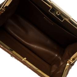 Pre Owned Prada Brown Ostrich Frame Shoulder Bag