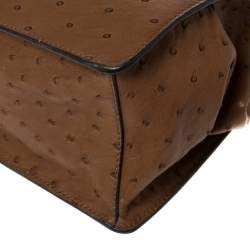 Pre Owned Prada Brown Ostrich Frame Shoulder Bag