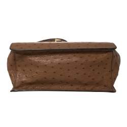 Pre Owned Prada Brown Ostrich Frame Shoulder Bag