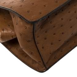 Pre Owned Prada Brown Ostrich Frame Shoulder Bag