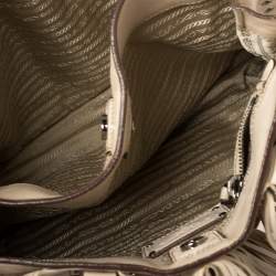 Pre Owned Prada Beige Leather Small Fringe Tote