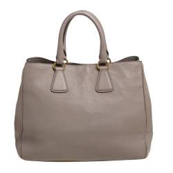 Pre Owned حقيبة يد برادا شوبر جلد داينو فيتلو رمادي