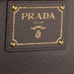 Pre Owned حقيبة يد برادا شوبر جلد داينو فيتلو رمادي