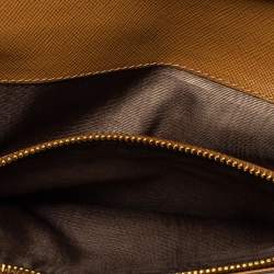 Pre Owned Prada Tan Saffiano Lux Leather Logo Flap Continental Wallet
