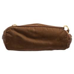مملوكة مسبقًا Prada Brown Nylon and Leather Trim Hobo